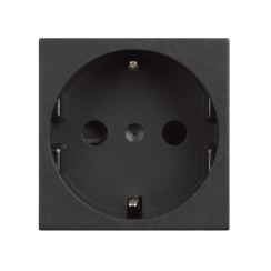 Единичен контакт шуко със защита bticino Classia, 2 модула, черен