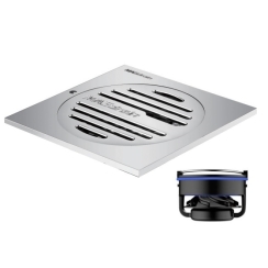 Сифон квадратен Magdrain CC30A7-G, 100x100mm, месинг/хром, 60l/min