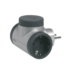 Двоен адаптор Legrand с USB-C + A, сив/черен