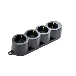 Разклонител шуко Технил, гумиран, 4 гнезда, без кабел, черен