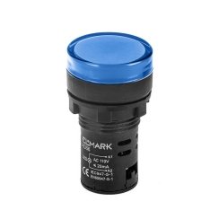 LED индикатор Elmark AD56D-22-B-24, Ф22mm, 24V AC/DC, син