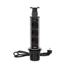 Мебелна колона Orno Pop-Up, контакти 3х шуко, кабел 1.8m, Ф60mm, инокс