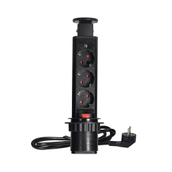 Мебелна колона Orno Pop-Up, контакти 3х шуко, кабел 1.8m, Ф60mm, черна