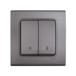 Двоен девиаторен ключ сх-6 Viko Linnera Life, гранитено сиво