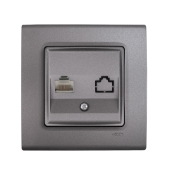 LAN RJ45 розетка Viko Linnera Life, 2x CAT5e, гранитено сиво