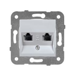 Механизъм двойна компютърна розетка CAT5e Panasonic Karre Plus, светло сив