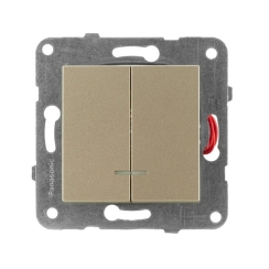 Механизъм светещ двоен ключ сх.5 Panasonic Karre Plus, бронз