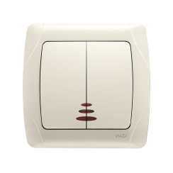 Двоен ключ сх. 5 светещ Viko Carmen, бежов/крем