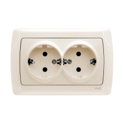 Двоен контакт шуко Viko Carmen, бежов/крем