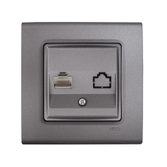 Компютърна розетка CAT6 Viko Linnera Life, гранитено сиво