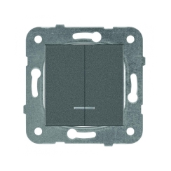 Механизъм двоен СХ-5 светещ ключ Panasonic Karre Plus, тъмно сив-антрацит