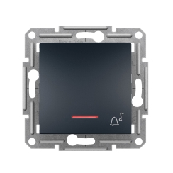 Механизъм светещ бутон звънец Schneider Asfora, тъмно сиво/антрацит