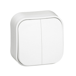 Двоен ключ 10A за открит монтаж Legrand Forix, бял