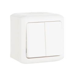 Двоен ключ 10A за открит монтаж Legrand Forix IP44, бял