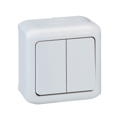 Двоен ключ 10A за открит монтаж Legrand Forix IP44, сив