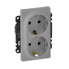 Механизъм двоен контакт шуко Legrand Valena Life, сив