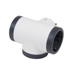 Троен адаптор със странични гнезда Legrand, 3x шуко, бял/сив