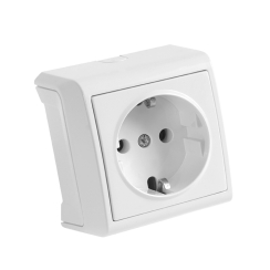 Единичен контакт шуко за външен монтаж Viko Vera, бял