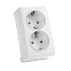 Двоен контакт шуко за външен монтаж Viko Vera, бял