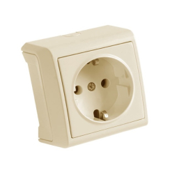 Единичен контакт шуко за външен монтаж Viko Vera, бежов/крем