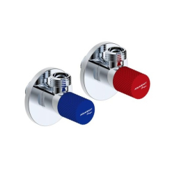 Ъглов кран AQUAFEAST Design, комплект червен + син, 1/2"