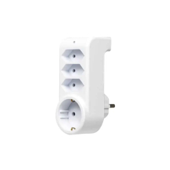 Адаптер Atra, 1x шуко, 3x евро, бял