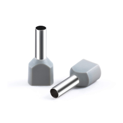 Двоен кабелен накрайник Tosun, изолиран, за кабел 2x4mm, 12mm, сиво, 100бр