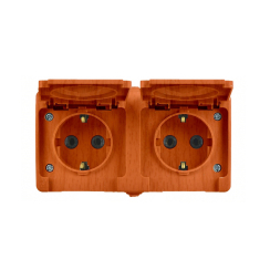 Двоен контакт шуко с капак Gunsan Fantasy Misya за открит монтаж, дъб