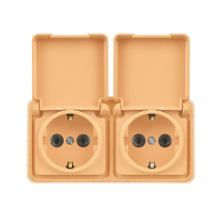 Двоен контакт шуко с капак Gunsan Fantasy Misya за открит монтаж, круша