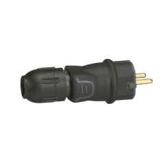 Гумиран щепсел Legrand 2P+T, с щуцер, за кабел 3x2.5mm, черен