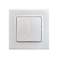 Двоен светещ ключ сх. 5 Viko Linnera Life, перлено бяло