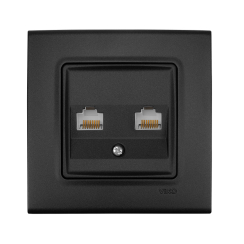 Компютърна розетка RJ45 2xCAT5e Viko Linnera Life, черно