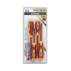 Комплект отверки Commel VDE 1000V, 2x шлиц, 2x PH и фазомер