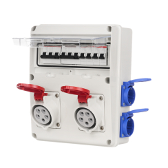 Сглобено контактно табло Scame Enerbox, 11x DIN, 2x 16/32A, 4x шуко, IP55