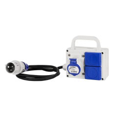 Сглобено контактно табло Scame Adapto с дръжка, кабел H07RN-F 3Gx2.5mm2 1.2m, 1x евро, 2x шуко, 16A