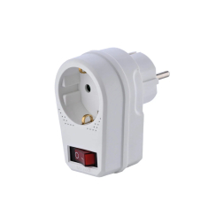 Адаптор за контакт Мелоплам, 1 гнездo, с ключ, бял