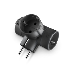 Т-образен адаптер за контакт Scame, 3 гнезда, черен