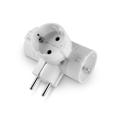 Т-образен адаптер за контакт Scame, 3 гнезда, бял