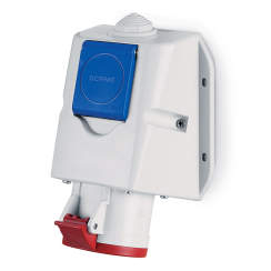 Индустриален комбиниран контакт Scame Optima Combi, евро+шуко, 16A, 3P+E