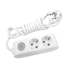 Разклонител шуко с бутон, 1.5m, 2 гнезда, със защита за деца X-tendia