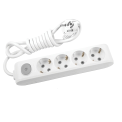 Разклонител шуко с бутон, 1.5m, 4 гнезда, със защита за деца X-tendia