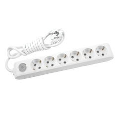 Разклонител шуко с бутон, 1.5m, 6 гнезда, със защита за деца X-tendia