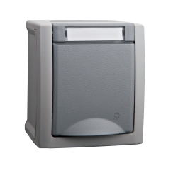 Контакт шуко Pacific, външен, IP54, сив