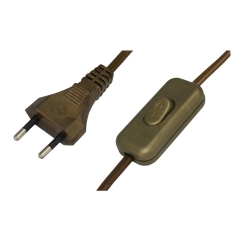 Commel, кабел за нощна лампа, плосък щепсел, с копче, 2m, 2x0.75mm