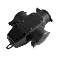 Т-образен куплунг Commel, 3x шуко, IP44, гумиран