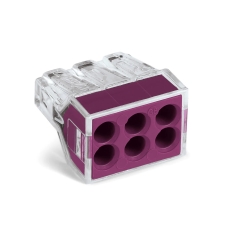 Клема Wago 2273 бърза връзка, 6x0.5-2.5mm2, за твърд проводник, лилава
