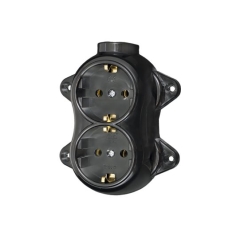 Двоен контакт шуко Atra Ретро, черен