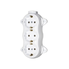 Троен контакт шуко Atra Ретро, бял