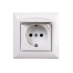 Контакт шуко Gunsan Visage с капак, бял