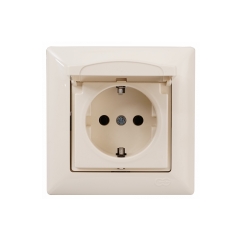 Контакт шуко Gunsan Visage с капак, бежов/крем